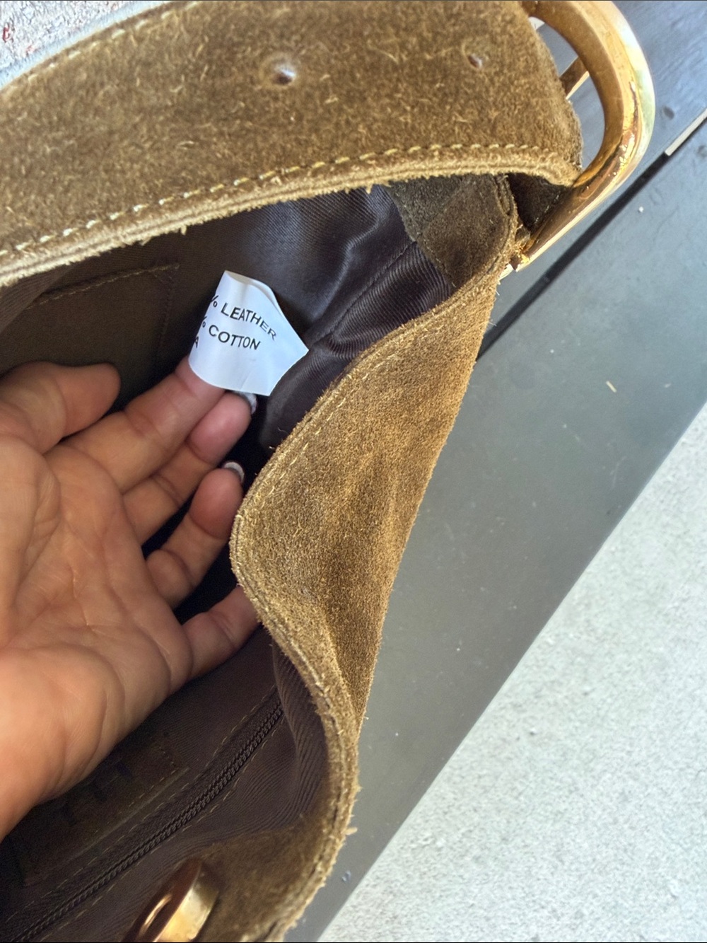 Haute Hippie Suede Fringe Shoulder Bag in Olive Brown - Casual Women’s Tote NWT - Picture 8 of 16